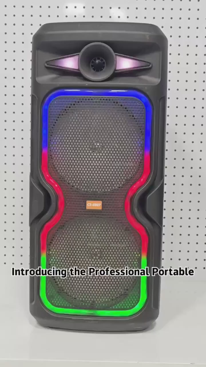 Boxa Portabila AT PERFORMANCE®, cu Lumini RGB, cu Maner, Putere 200W, MP3, USB, Bluetooth, TF, WIFI, Slot Microfon, Karaoke, Acumulator, Negru