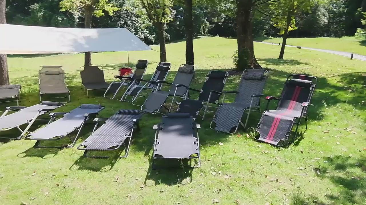 Set 2 Șezlonguri Portabile AT PERFORMANCE®, de Lux, Modern, Scaun Reclinabil, Pliabil pentru Plajă și Grădină, cu Suport pentru Pahare