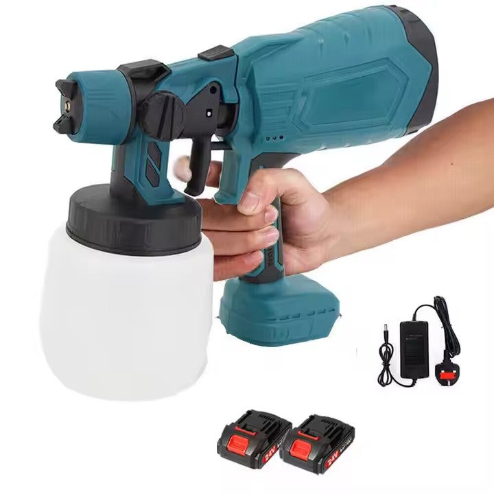 Pistol de Vopsit Electric AT PERFORMANCE® cu 2 Acumulatori 36V, 3 Moduri Pulverizare, 800ml, Debit 1L/min, Albastru/Negru