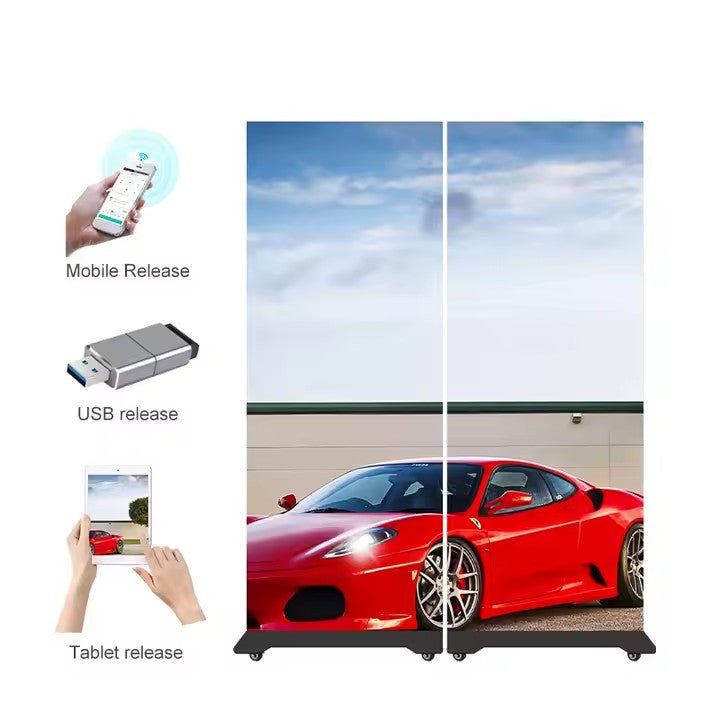 Totem LED Digital de Interior AT PERFORMANCE® – Display P2.5, 2050mm, 768×256, 1200cd, IP45, Wi-Fi/USB/HD