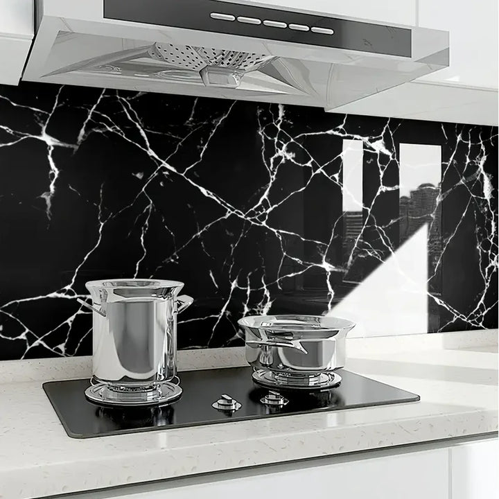 Set 50x Tapet Marmura, AT PERFORMANCE®, suprafata acoperire 9 mp, autoadeziv, waterproof, usor de montat, design modern, 30x60 cm, negru