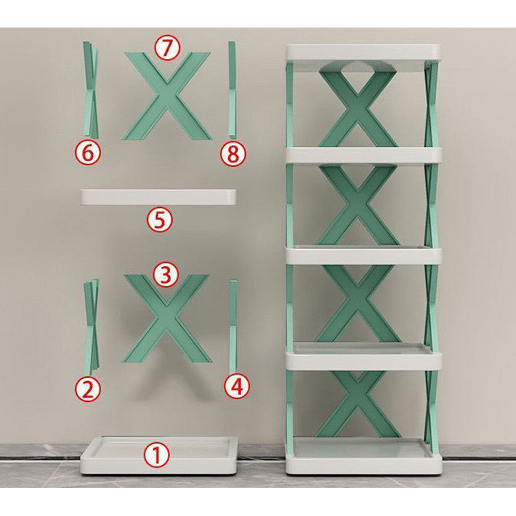Pantofar, AT PERFORMANCE®, cu 6 rafturi, modular, alb / VERDE