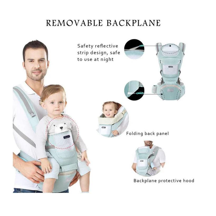 Marsupiu Multifunctional pentru bebelusi cu suport lombar, At Performance, Bumbac, 9 in 1, Varsta 0-36 luni, Verde