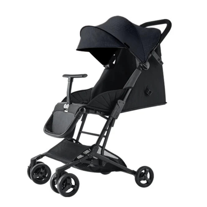 Cărucior copii pliabil AT PERFORMANCE® – Ultra compact, 5 kg, aluminiu, 6-36 luni, ideal pentru avion, negru