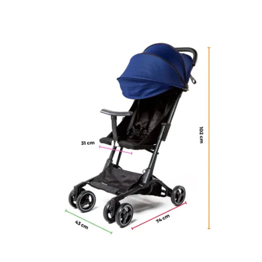 Cărucior copii pliabil AT PERFORMANCE® – Ultra compact, 5 kg, aluminiu, 6-36 luni, ideal pentru avion, negru