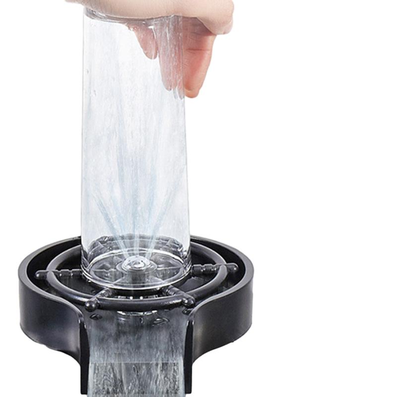 Spalator pahare cu jet de apa, At Performance, din otel inoxidabil si ABS, conceput pentru curatarea si clatirea rapida paharelor, negru