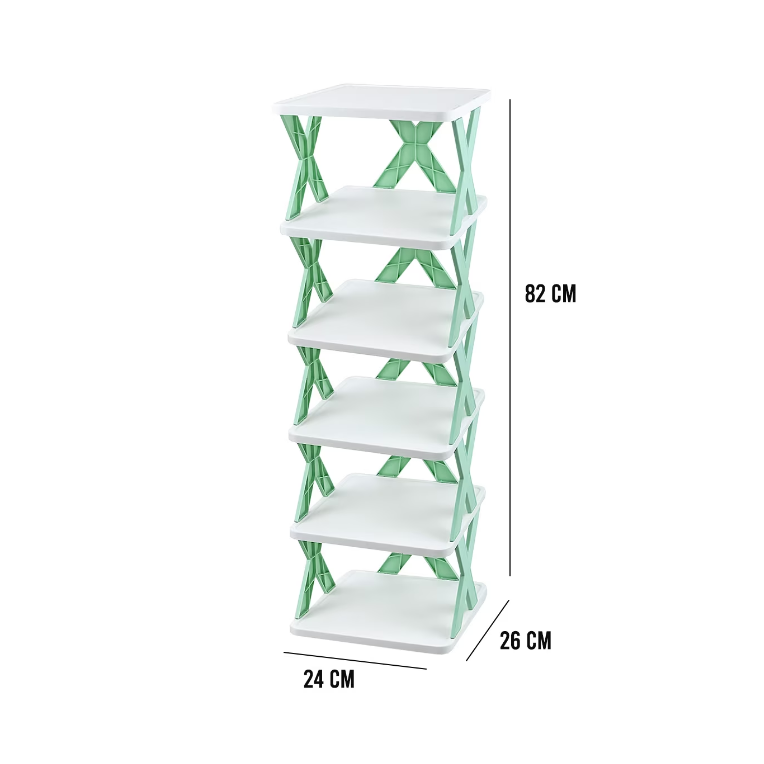 Pantofar, AT PERFORMANCE®, cu 6 rafturi, modular, alb / VERDE