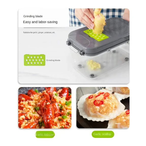 Tocator de Legume Manual, 22 in 1, AT PERFORMANCE®, Inox/ABS, Cu Maner, Verde/Gri