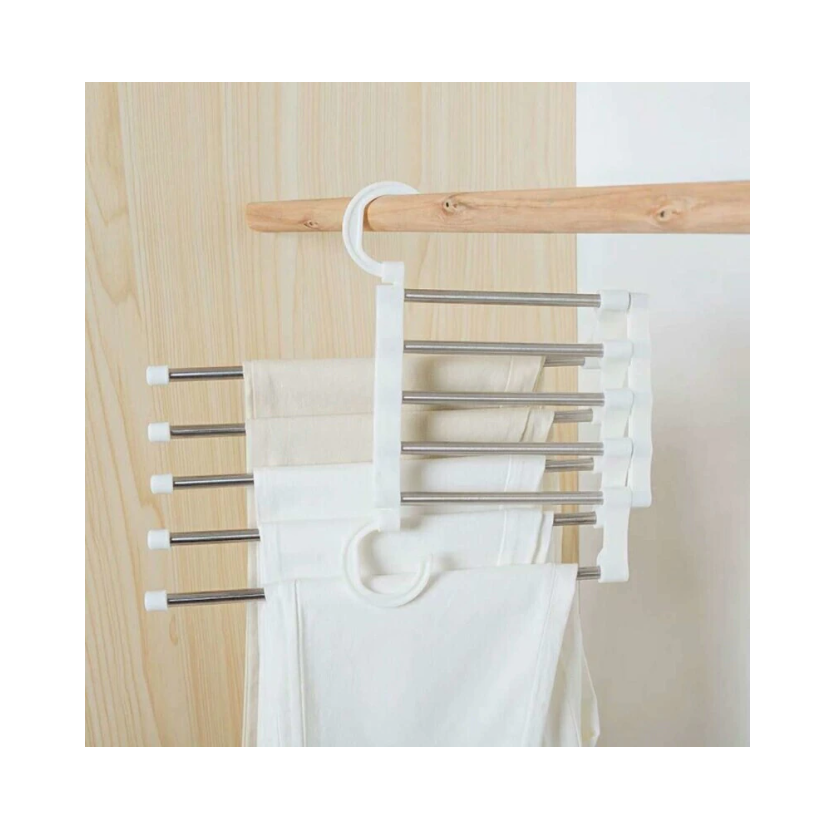 Umeras multiplu, At Performance, pentru pantaloni/prosoape, tip cascada, 2 tipuri de pozitionare, 5 brate extensibile, alb