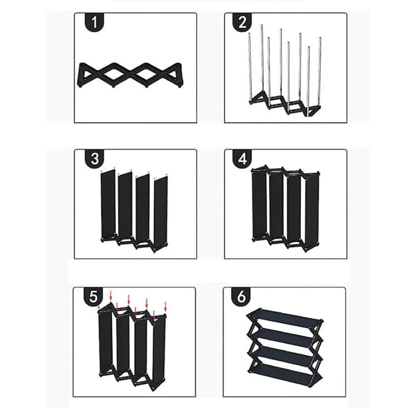 Suport incaltaminte, At Performance, 4 nivele pentru depozitarea pantofilor, negru