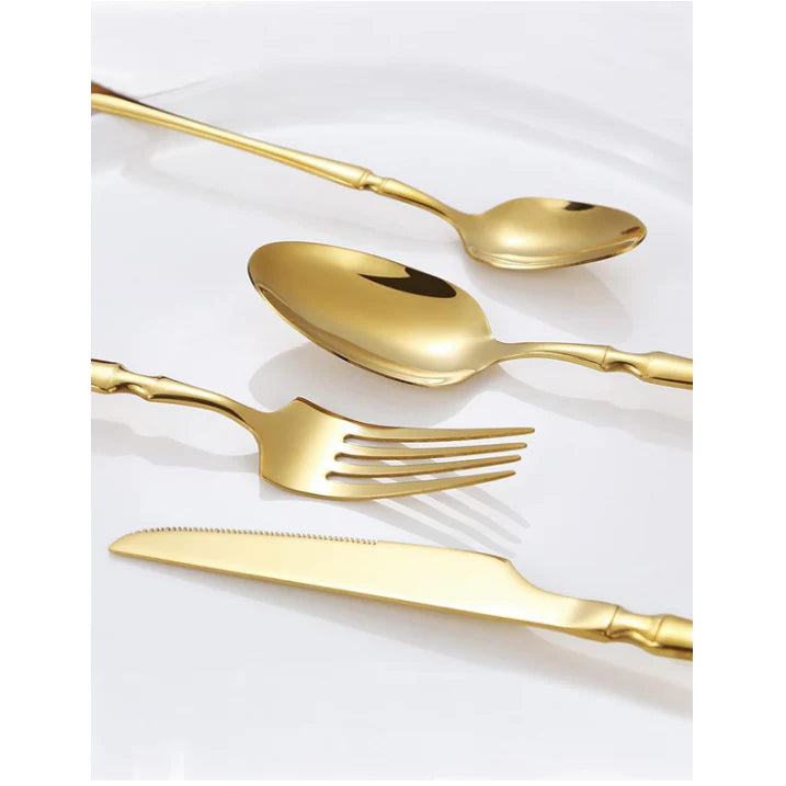 Set de tacamuri At Performance, 24 piese, din otel inoxidabil, Auriu Lucios