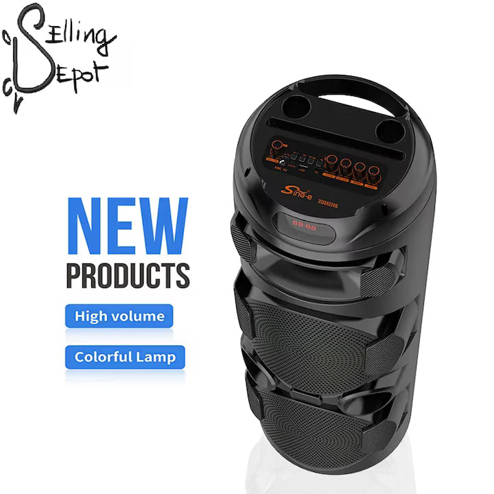 Boxă Portabilă AT Performance ZQS8220, 2×8”, Bluetooth 5.0, Lumini LED, Microfon