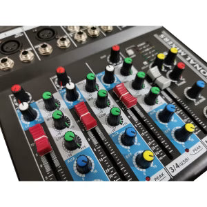 Mixer audio digital profesional AT PERFORMANCE, neamplificat , 4 canale , conexiune Bluetooth , cititor USB , ecran LCD iluminat , Phantom 48V , negru