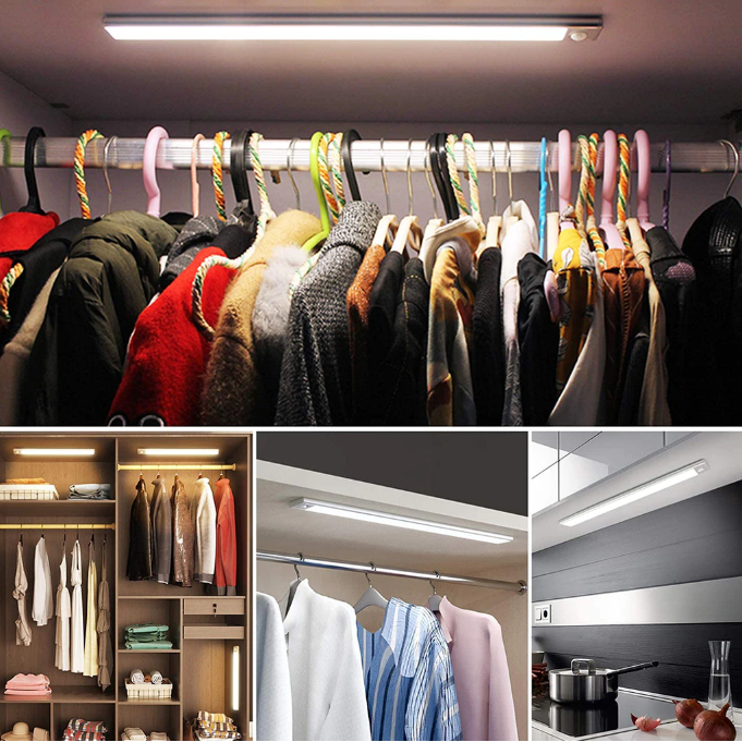 Set x5 Lampi LED, AT PERFORMANCE, cu senzor de miscare, Fara Fir, Reincarcare prin USB, Pentru Dressing, Dulap de Bucatarie, Baie, Hol, Scari, Portabila, 20 cm, Lumina Alba