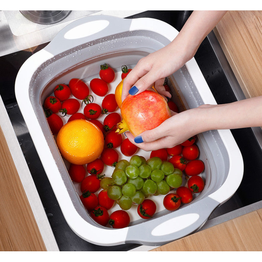 Tocator 3 in 1, tocator, cos depozitare, vas pentru spalare, pliabil, 40x30 cm