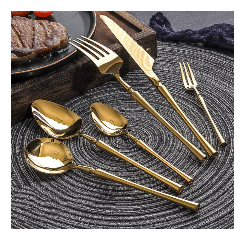 Set de tacamuri At Performance, 24 piese, din otel inoxidabil, Auriu Lucios