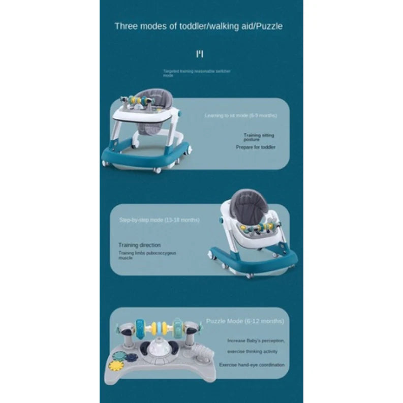 Premergător educațional 3 în 1 AT PERFORMANCE®, pentru copii | Masuță, Premergător ; Antemergător | Reglabil, Muzical, Anti-cădere