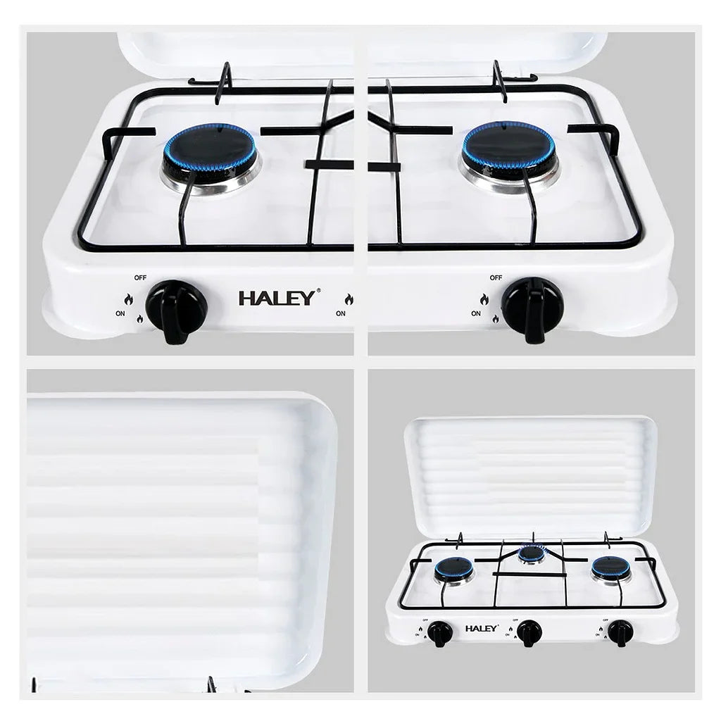 Aragaz pe Gaz HALEY HY-1520 cu 3 Arzătoare și Capac – Plită Gaz pentru Bucătărie