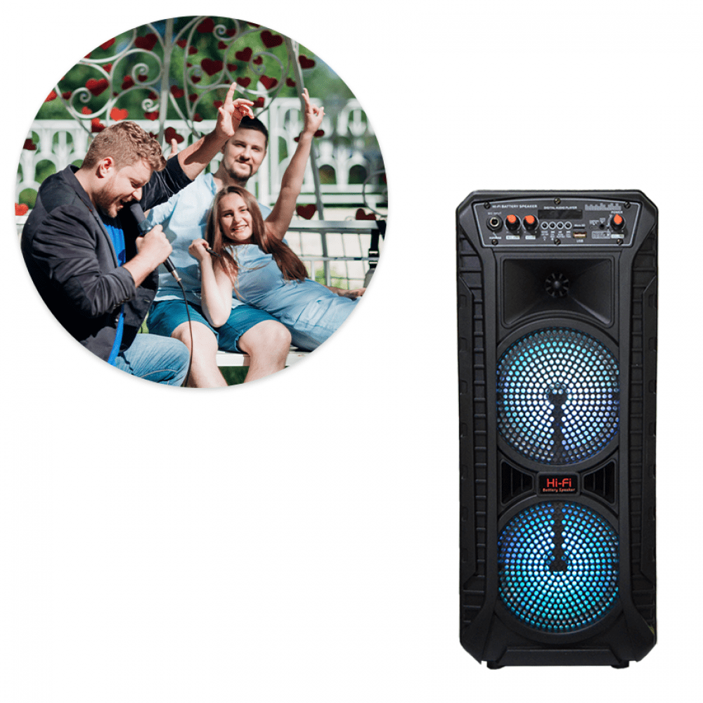 Boxa Activa Portabila  XXL 608, 250 W, 2 Subwoofere De 6.5 Inch , USB, Radio, Blueooth ,Microfoan CU Fir CADOU CASTII wireless i9s