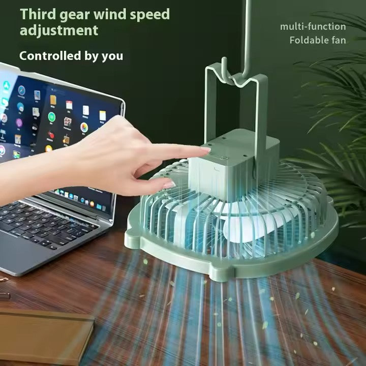 Pachet 2x Ventilator Camping AT PERFORMANCE® – USB, LED, 3 Viteze, Cârlig Pliabil, Reglabil 180°