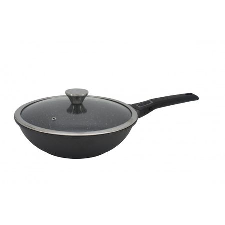 Tigaie wok marmorata cu maner detasabil, 30cm